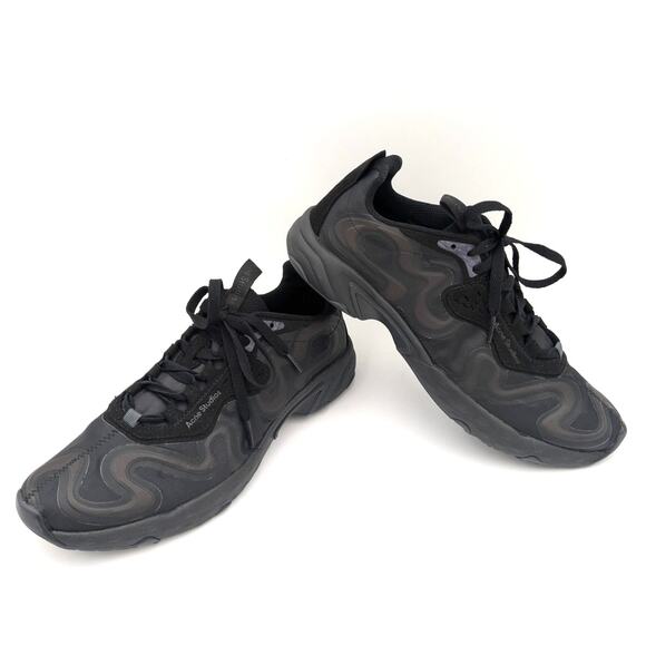 Acne Studios Ribbon Athletic Low-Top Sneaker Shoes Lace-Up Black Size US11 EU44 - Picture 1 of 13